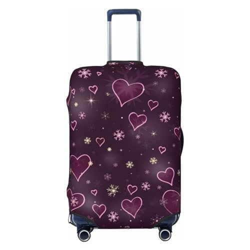 Snowflakes And Hearts Luggage Cover Protector Anti-Scratch Washable Fits 18-32 Inch Luggage-Medium