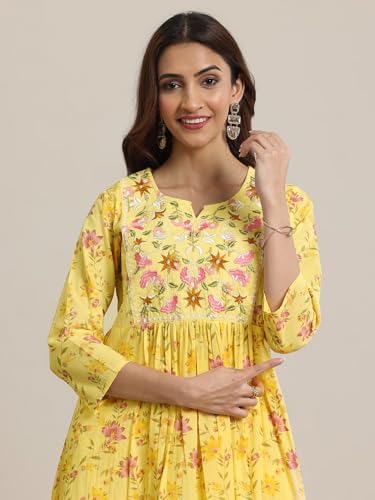 Image of Libas Printed Cotton A-Line Kurta With Trouser