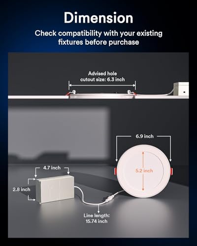 Image of Lumary RGBAI Smart Recessed Lighting 6 Inch with Gradient Accent and Night Ring, 12W 1000LM Wi-Fi LED Recessed Lights, LED Downlight Compatible with Alexa /Google Assistant /Siri, 4PCS