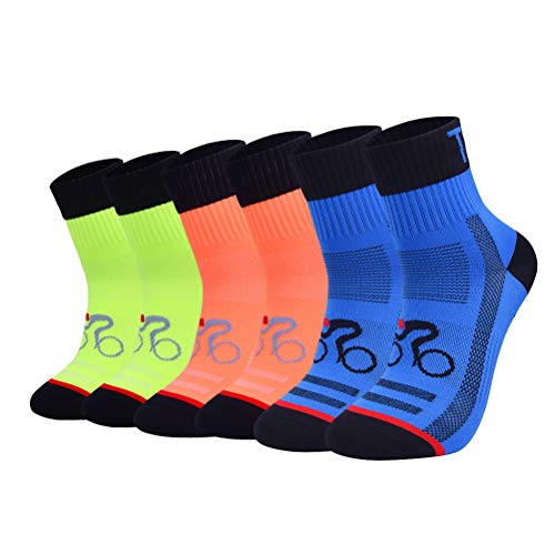 Okwin 1/5/6 Paires Chaussettes de Cyclisme Femme Homme Sport Convient pour Le Cyclisme La Randonnée L'alpinisme (Taille: 43-46)