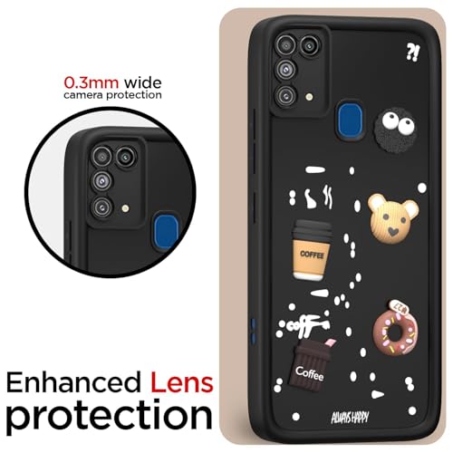 Image of Bintage Cute Fun Taddy| 3D Ball Bear| Donut| Coffee Rubber Case Full Body & Camera Protection Back Cover Compatible for Samsung Galaxy F41 4G - Black