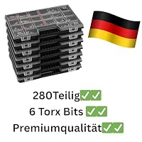 Fischer DuoPower Dübel Set mit Torx Schrauben und Bits, XXL 280-teilig, Sortimentskoffer, Größen 5x25 6x30 8x40 10x50 mm – Ansicht 3