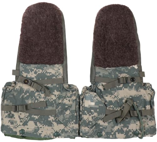 US Military Extreme Cold Weather Mittens Gloves with Liner ACU/UCP Digital Camo USGI Leather (Large)