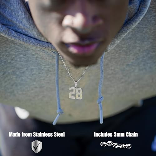 Custom Number Necklace - Stainless Steel Sports Chains - Personalized Jersey Number Necklaces for Men and Women Athletes - Stainless Steel Baseball/Basketball/Football Sports Team Inspiration Jewelry4