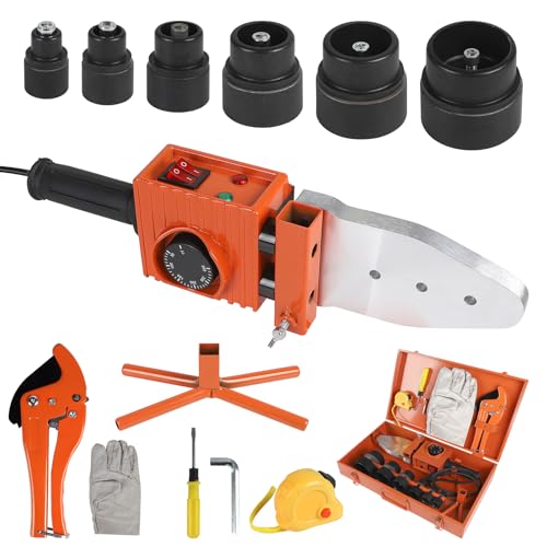 CPROSP Poste à Souder Pour Tubes PPR 2000W, Soudeuse par Fusion de Tuyaux avec 6 Buses Chauffantes (Ø20–63mm), Régulation de Température 0–300°C, Machine à Souder les Tuyaux en Plastique