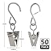 50PCS Curtain Clips with S Hooks for Hanging Party String Lights Outdoor Wire Holders Clamp Hangers Gutter Hooks, Stainless Steel Silver