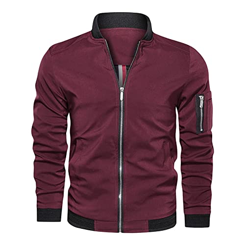 Maiyifu-GJ Men's Lightweight Flight Bomber Jacket Slim Fit Windproof Full Zip Softshell Coat Spring Breathable Windbreaker