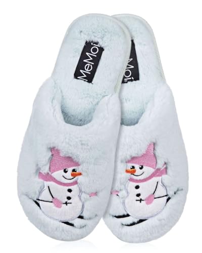 MeMoi Women's Snowman Ski-Sons Hard Bottom Plush Slippers