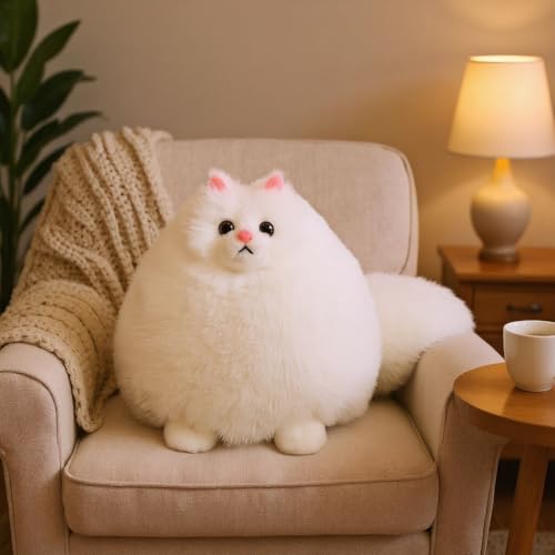 Image of Winsterch Stuffed Animal Plushie Cat Stuffed Animal,Cute Soft Plush Cat Animals,White Stuffed Cat, Birthday for Kids,Boys,Girls,Fat Cat Stuffed Toy (White, 10 Inches)