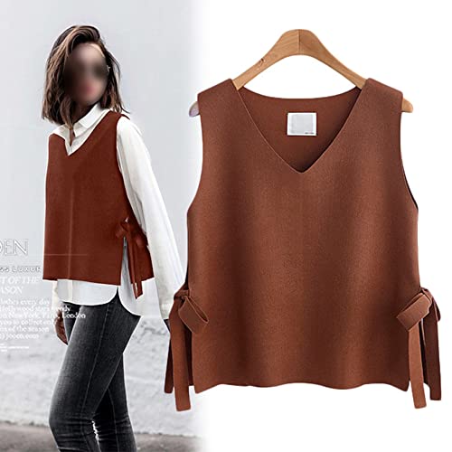 Chaleco de punto con cuello en V profundo y corte oversize sin mangas 4