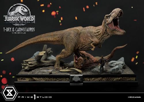 Prime 1 Studio Jurassic World: Fallen Kingdom - Figura decorativa (1/15 T-Rex & Carnotaurus, 90 cm)