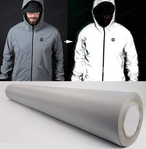 LTKJ 20" Wide Silver Reflective Fabric Safty Strip Gray Sew On Material 1.5'x39" 0.5Mx1M - Image 5