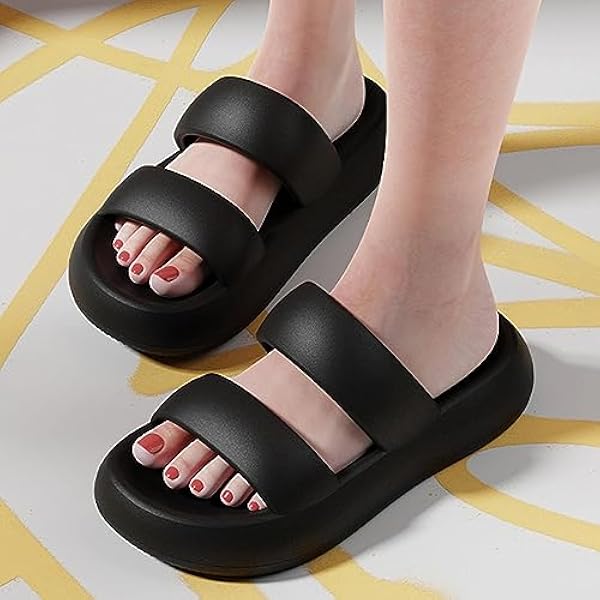 NOGRAX Tofflor sommar kvinnor strandtofflor enfärgade sandaler utomhus inomhus halkfria damtofflor plattformsskor