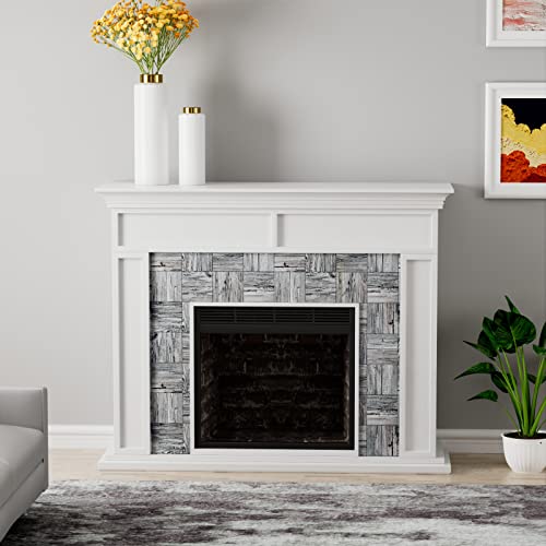 Stickyart Wood Subway Tile Backsplash Tile For Kitchen Peel And Stick Pvc Wall Tiles For Bathroom Shower Waterproof 3"X6" Rustic Grey Wood Stick On Backsplash For Fireplace Decorative Tiles 18-Piece #TOP3