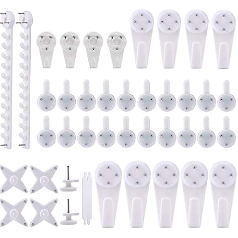 Ganchos de plástico Kissral para colgar cuadros sin agujeros 42pcs Cover