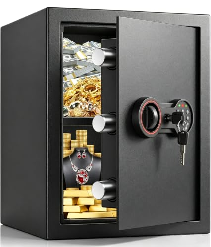 50L Großer Safe Tresor für Zuhause, Heimsafeschrank Safe mit Zahlenschloss Schlüssel, Herausnehmbares Regal, Digitaler Sicherheitstresor für Geld,...