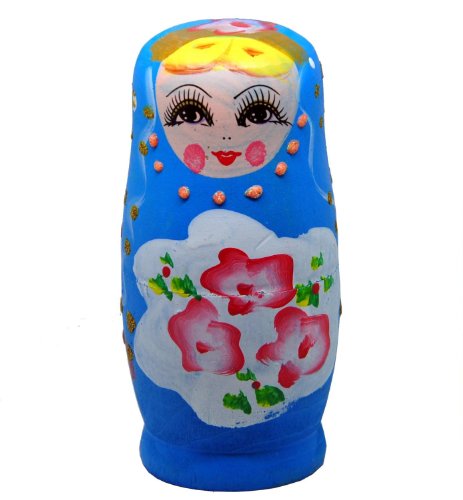 MAGIKON Blue Set of 5 Cutie Nesting Dolls Matryoshka Madness Russian Doll , Easy to Open