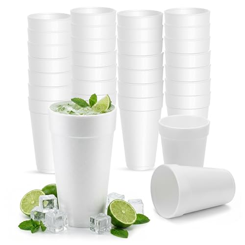 Concession Essentials 20 oz Foam Cups 100 Count Pack Insulated Disposable Cups for Hot & Cold Beverages Durable Lightweight Perfect for Coffee Soda & Events