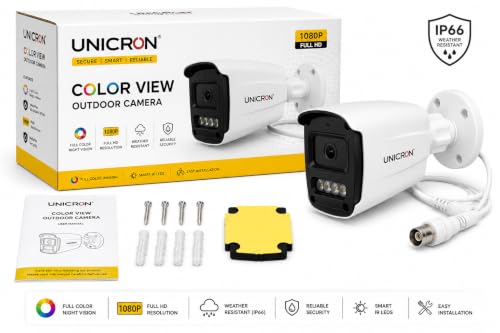 Image of UNICRON CCTV Bullet Outdoor Security Camera | 24x7 Color View | HD Camera with Human Detection, Built-in Microphone, Digital WDR, ONVIF Support | Two-Way Audio, Color Night Vision | Weatherproof