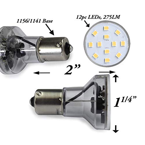 Leisure LED RV Trailer Motorhome LED Spot Light Bulb Natural White 4500K - 1156 1139 1141 1383 LED Bulb 2 Watt 275 Lumen 10-30Volt 12Volt for RV Camper Trailer Marine Boat (4-Pack Long Neck) - Thumbnail 2