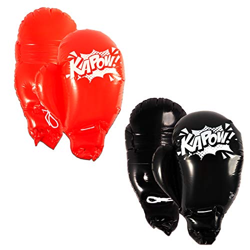 Inflatable Boxing Gloves for Kids (15 x 20.5 in, Black, Red, 2 Pairs)