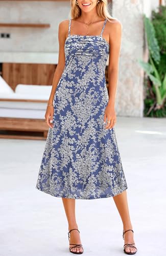 Image of BTFBM Women's Summer Dress Sleeveless Spaghetti Strap Midi Dress Sexy Cowl Neck Floral Cocktail Dress Party Dresses
