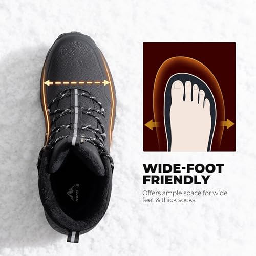 Image of NORTIV 8 Men's Wide Winter Boots Grip on Snow Ice Insulated Waterproof Lightweight Comfortable Hiking Outdoor Boots