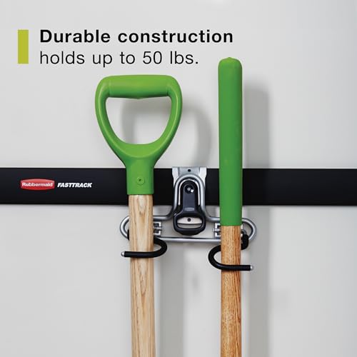 Image of Rubbermaid FastTrack 2-Handle Hook (S Hook) Mounted Garage Storage and Space Saving Organization System Metallic Powder-Coated Steeel for Rakes /Brooms /Toys /Ladders