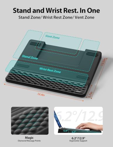 Vaydeer Laptop Stand with Wrist Rest, Ergonomic Laptop Wrist Support for Keyboard, Soft Memory Foam Wrist Pad for Desk, Carpal Tunnel Pain Relief for Typing Home Office