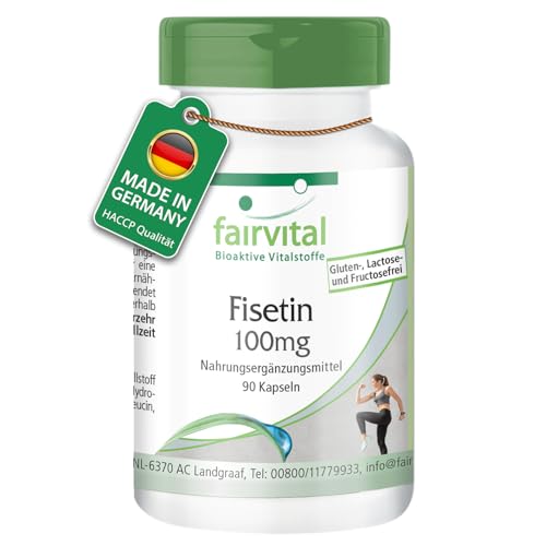 fairvital Fisetin 100mg 90 Kapseln aus japanischem Wachsbaum qualitätsgeprüft und hochdosiert 100% vegan Made in Germany