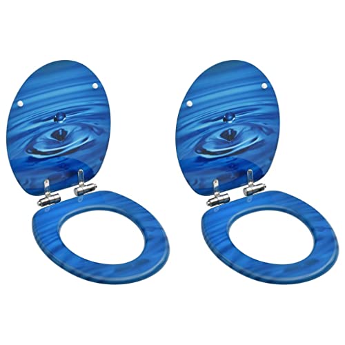 LYLXSF Hardware, fontanería, Hardware de Accesorio de plomería, Asientos de Inodoro WC con Tapa Suave y Cerrada 2 Piezas de Gota de Agua Azul, Piezas, Inodoro