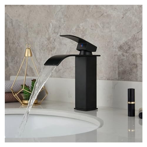Robinet cascade noir mat en laiton massif pour évier chic