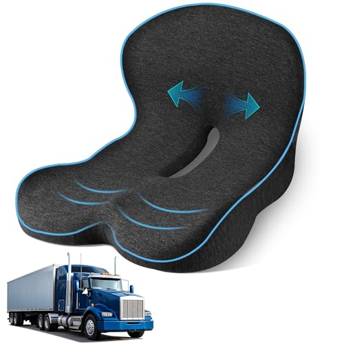 leqsdijk Seat Cushion for Truck Driver, Memory Foam Truck Seat Cushion with L-Shaped Ergonomic Design, Lumbar Support Pillow & Tailbone Pain Relief for Long Driving, Semi Truck Accessories