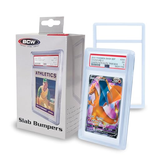 BCW Graded Card Slab Bumpers - Clear | TPE Edge Protectors for PSA Slabs (2017–Current) | Secure Fit & Easy Grip | Pack of 6 Bumpers for PSA-Graded Card Cases | Collector-Grade Protection