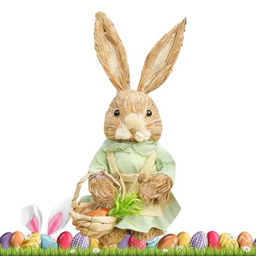 Genérico Estatua de Conejo - Escultura de decoración del hogar de Primavera, Estatua de Conejo de Paja | para Mesa Centro de Mesa, Escritorio de Entrada, Interior, Dormitorio, Sala de Estar, hogar