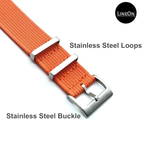Image of Lineon 20mm & 22mm Stainless Steel 304 Buckle & loop Nylon Vintage Style NATO Watch Strap ONE WAY NATO Nylon STRAP Imported Quality With Pins and Pin Remover Tool (Include)
