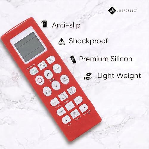 Image of SHOPOFLUX Silicone AC Remote Cover Compatible with LG AC Remote Full Wrap Protective Case with Lanyard [Remote NOT Included] (Red)