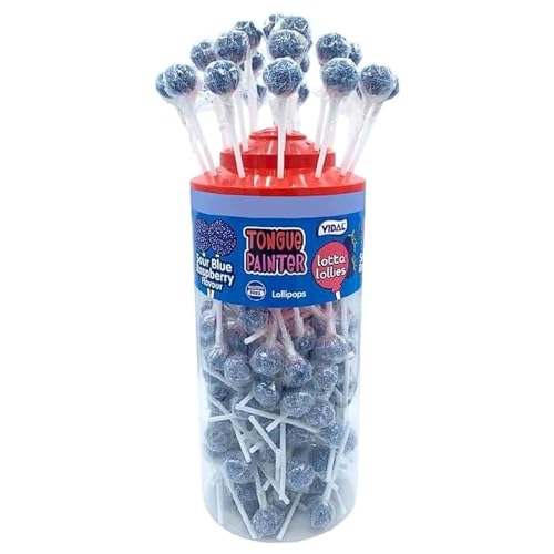 Vidal Sour Blue Raspberry Tongue Painter Lollipops 150 Count Tub