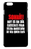  Protector Cristal Templado + Carcasa Frases sonrie para Samsung Galaxy S6 Edge Plus plástico rígido