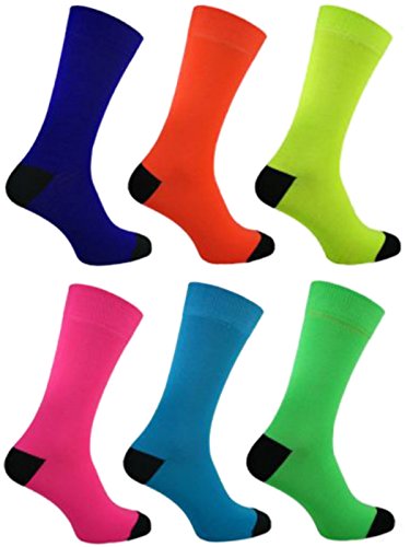 HDUK Mens Socks 3 paires de chaussettes lumineux Fluo pour homme Noir avec talon et orteils/UK 611, EUR 3945
