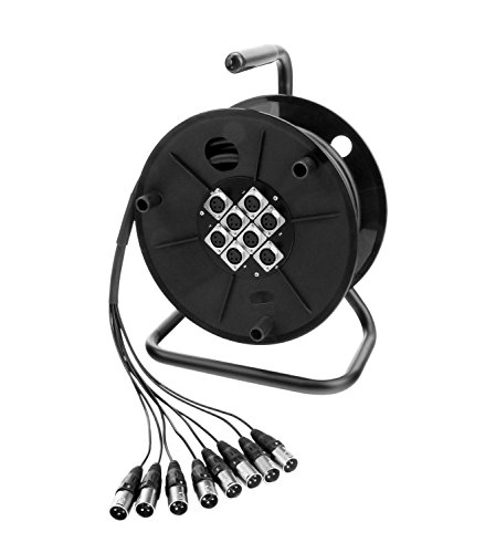 Pronomic 8/0 XLR Multicore de 8 canales en carrete de cable de 15 m de longitud (multicore para escenario, 8 XLR sends, resistente a ácidos y aceites, alivio de tensión con prensaestopas)