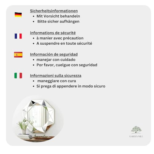 garden mile Marco Paul Jewel Cut Silver Bathroom Wall Mirror Venetian Hanging Mirrors for Walls Bevelled Wall Mounted Mirror Wall Decor for Hallways Stairs Bedroom Decor Living Rooms Home Decoration - Cosy Home Interiors garden mile Marco Paul Jewel Cut Silver Bathroom Wall Mirror Venetian Hanging Mirrors for Walls Bevelled Wall Mounted Mirror Wall Decor for Hallways Stairs Bedroom Decor Living Rooms Home Decoration - Image 2