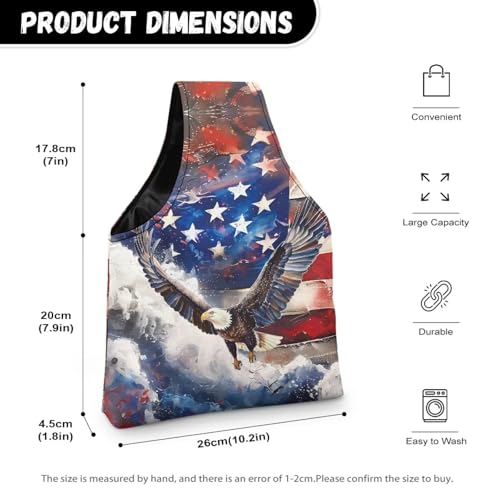 Image of ZUXONGSY American Flag Knitting Tote Bag for July 4th 2026 America250 Yarn Storage Bag for Crocheting Small Crochet Organizers and Storage Patriotic Eagle