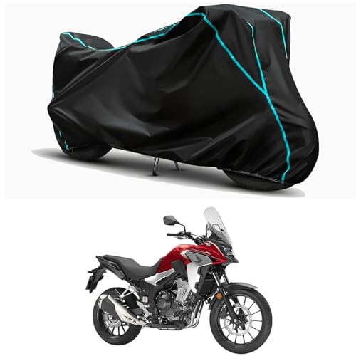 Image of Waterproof Bike Body Cover Compatible for | Honda CB500X | Taffeta Fabric, Sky Piping Design, Bottom Elastic Fit | Dustproof, Sun UV & Rain Protection for All Weather.
