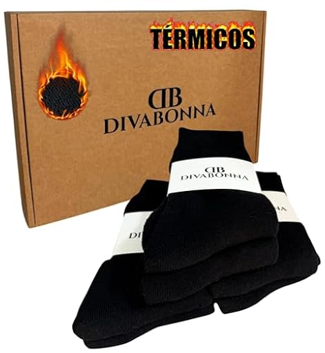DIVABONNA 6 Pares Calcetines Térmicos Hombre Mujer Algodón Orgánico - Suaves y Cálidos Ideales para Invierno y Frio Extremo (Negros, 6 Pares, 40-46) | Ya disponible en tu tienda friki favorita! En mundofriki.es!