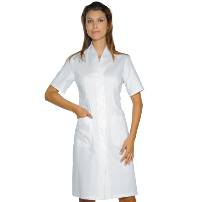 I.sacco Camice Mezza Manica da Donna LUGANO in 100% Cotone (Bianco)