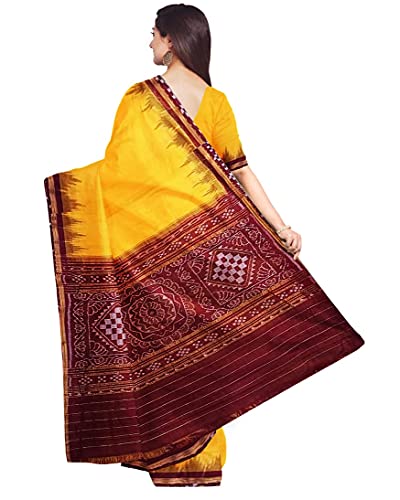 Image of Ikat Women Cotton Saree, Handmade Pure Cotton Khandua Saree, Ikkat Orissa Traditional Handloom Saree Without Blouse 45