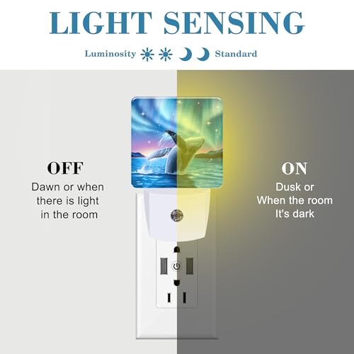 Image of Humpback Whale Breaching Water Night Light for Kids, LED Night Light Plug into Wall with Dusk to Dawn Sensor for Girls Boys Women Men Room Decor, Hallway, Kitchen, Bathroom, Nursery, Stairs