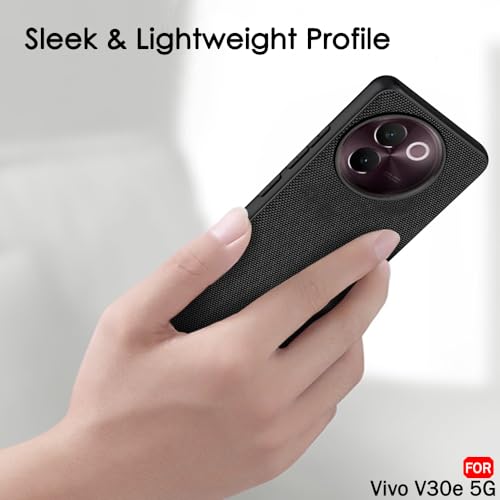 Image of TheGiftKart Back Cover Case for Vivo V30e 5G | Slim & Lightweight | Ultra-Premium Design | Camera Protection Bump | Fabric Texture Case Cover (PC & TPU, Black)