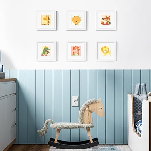 Image of upsimples 8x8 Picture Frame, Gallery Glass Photo Frames Set of 3, White | Fit 5x5 with Mat and 8 x 8 Photos, Gift for Christmas, Wall Decor and Table Display for Living Room, Hallway, Gallery